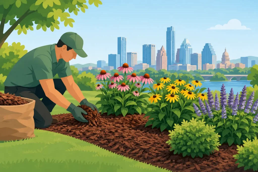 Mulch Installation for Flower Beds in Austin